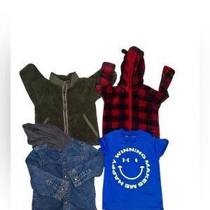 Under Armour Blue Tee and Red Plaid Hoodie Set